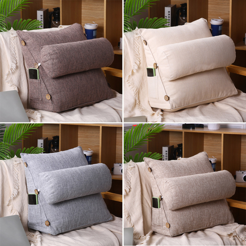 Natural Hemp Triangular Cushion Lumbar Support Pillow Sofa Large Backrest Cushion Office Lumbar Support 3D Headboard Lumbar Pillow Wholesale