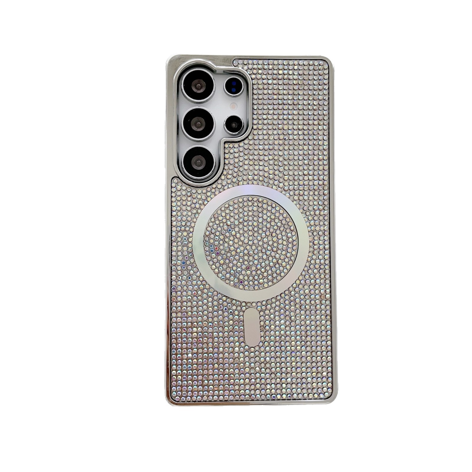 Suitable For Samsung S24 Ultra Electroplated Dazzling Magnetic Rhinestone Phone Case, S25 Plus Luxurious Full-rhinestone_voghion.com