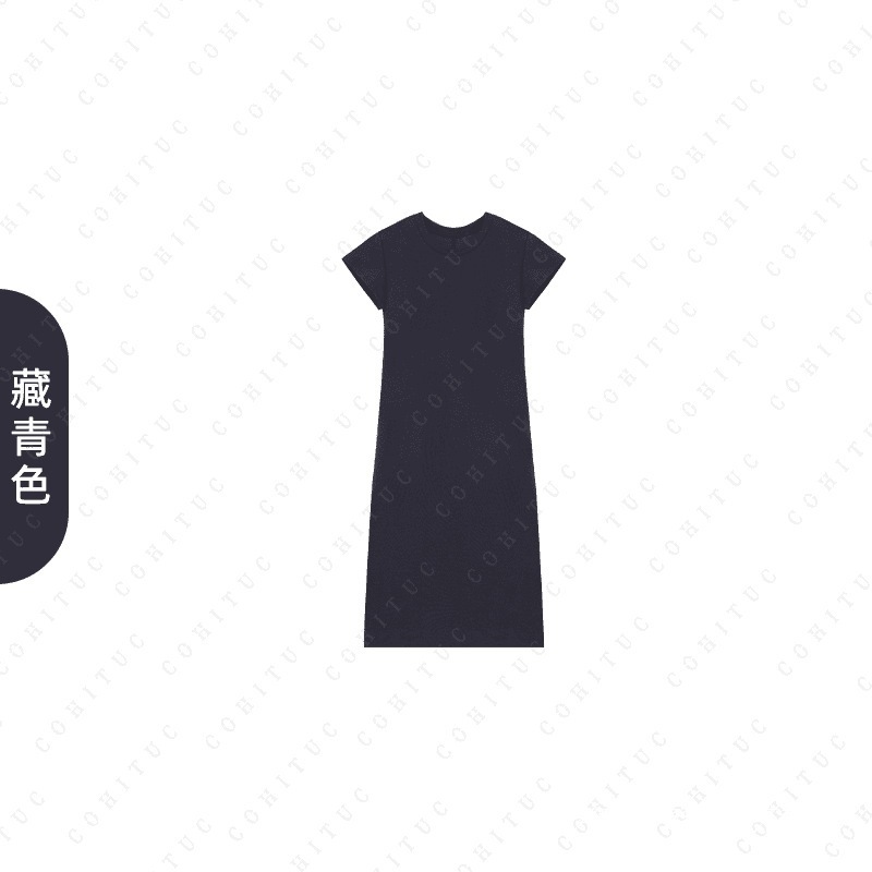 2025新款简约短袖连衣裙女后开叉显瘦长裙优雅气质简约修身女|undefined