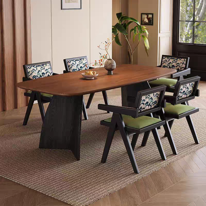 French Medieval Retro Style Dining Table Arch Solid Wood Modern Simple Walnut Home Designer Ash Dining Table