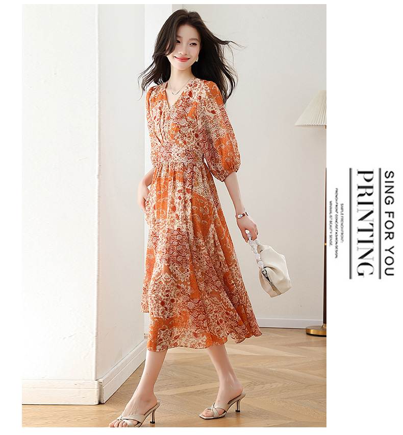 Đầm maxi nữ thắt eo họa tiết hoa nhí xòe lớn dáng suông — màu sắc, xanh lam chi tiết 19