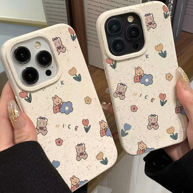 Flower Bear para Apple 15pro funda para teléfono móvil iPhone16 linda chica 13/14/12 Japón y Corea 11x