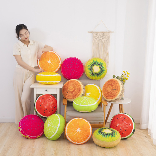 Creative Fruit Throw Pillow Home Sofa Tatami Plush Watermelon Round Cushion Wholesale