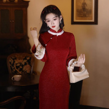 红色旗袍冬季2024新款敬酒服新娘过年拜年服女中国风新中式高级感