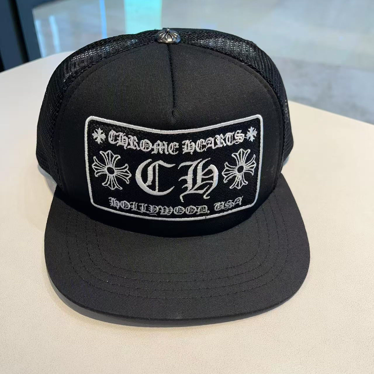 Sombrero para el sol CH Cro de verano para parejas nuevas de moda americana, sombrero de hip-hop de ala plana bordado a la moda ~ sombrero de malla de béisbol