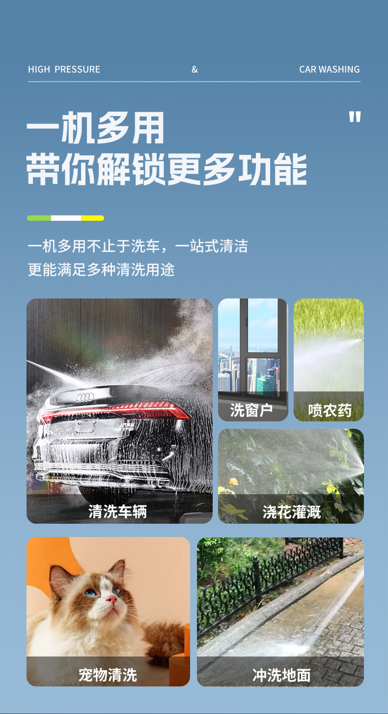 Wireless Car Washing Machine, Portable Lithium Battery High-Pressure Water Gun, Household Rechargeable High-Power Cleaning Tool, Car Washing Manufacturer Wholesale