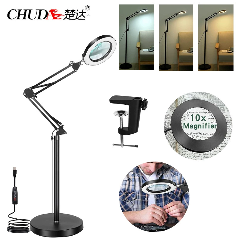 Chuda напольная настольная лампа увеличительное стекло оптическое стекло линза 10 раз Татуировка вышивка стиль чтения 3 цвета Регулировка освещения