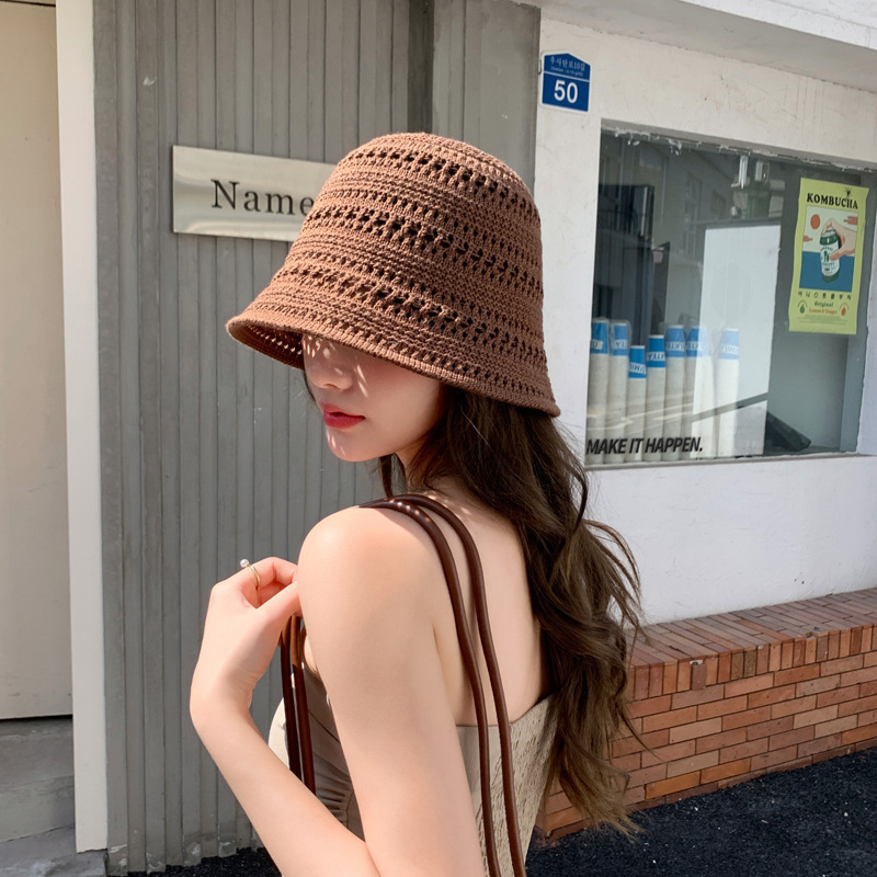 夏の新しい漁師の帽子屋外折りたたみ日焼け止めと抗 UV ニット盆地帽子女性のファッション多用途日よけ帽子|undefined