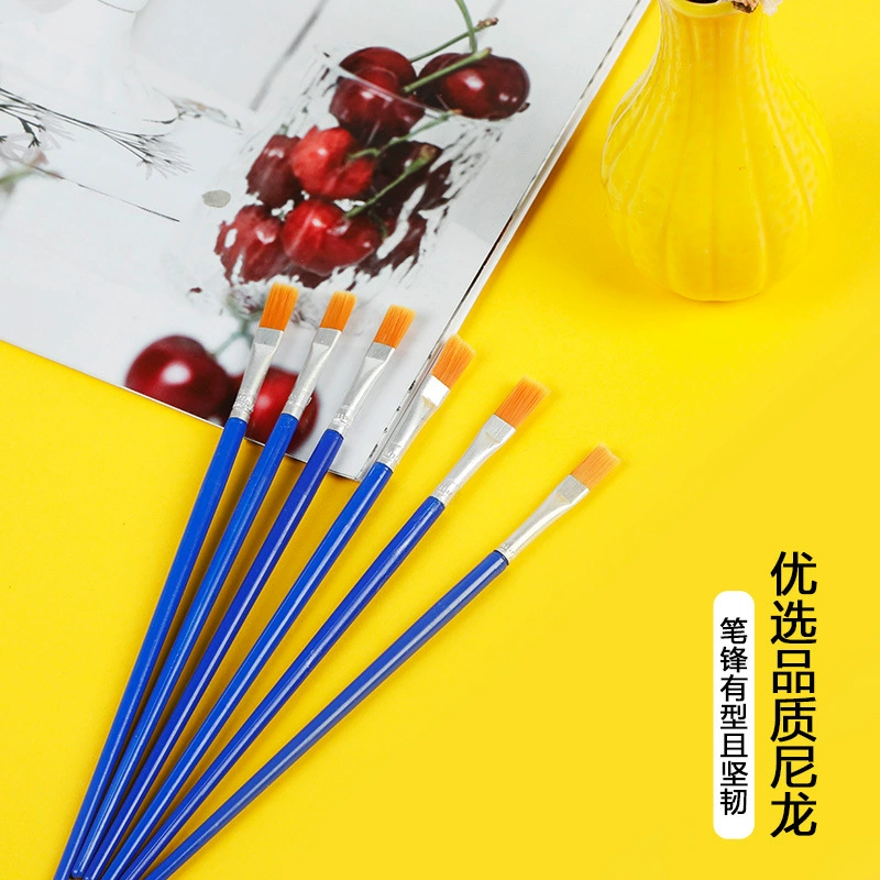 Нейлоновые кисти для акварельной и акриловой живописи, ручки для граффити, пластиковые контурные ручки, желтые кисти с плоской головкой.