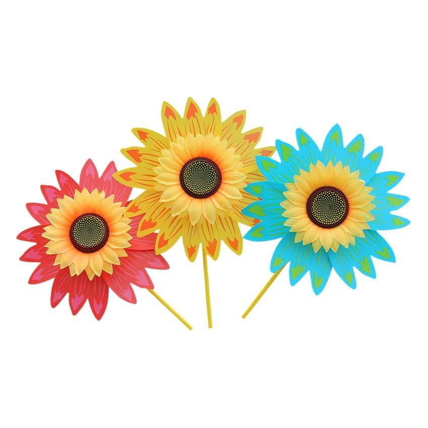 New 28cm sunflower sunflower windmill decoration children's toys plastic colorful small windmill activities gift