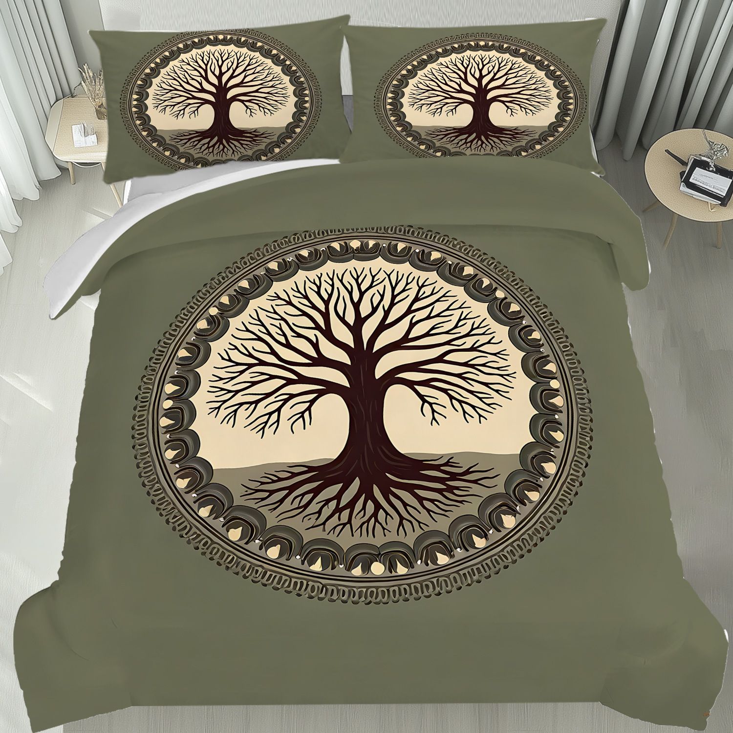 Transfronterizo luminoso árbol de vida molienda impresión digital kit de edredón textil para dibujar se puede ajustar TUME / JIT