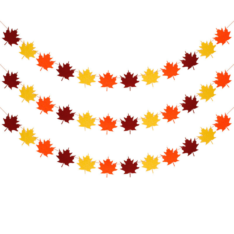 Directly Supplied from the Manufacturer for European and American Autumn Festivals, Parties, Thanksgiving, Maple Leaf, Five-Pointed Star Banners, Turkey Felt Bunting