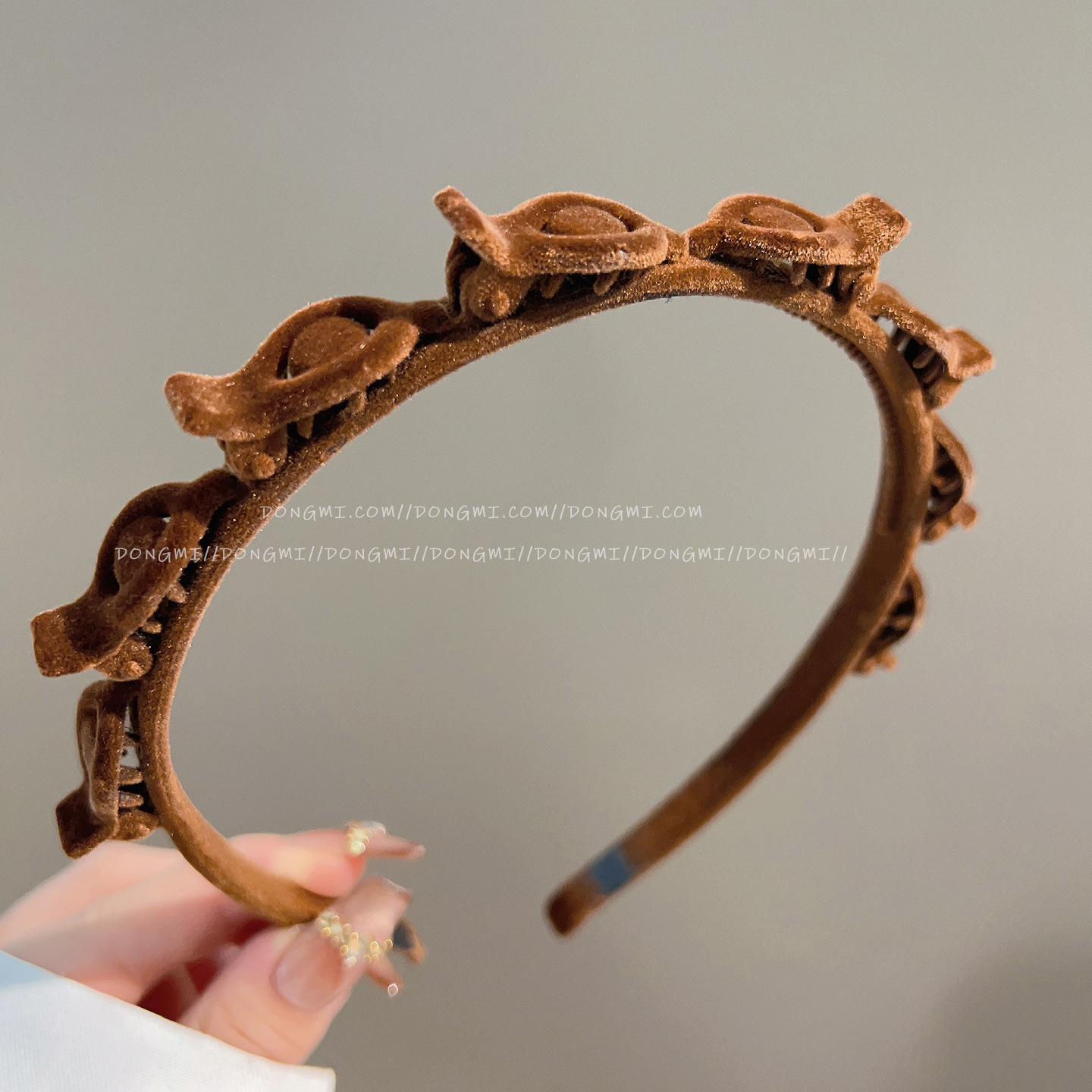 #238 coffee color flocked braided hair hoop