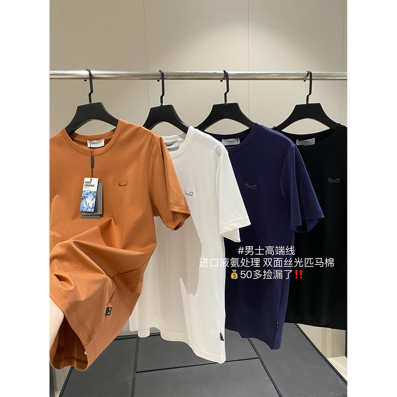 “ Devil's Eye”!2025 Italian Accessible Luxury Men's Rest 80 Count Liquid Ammonia Double-Sided Mercerized Pima Cotton Body T-Shirt