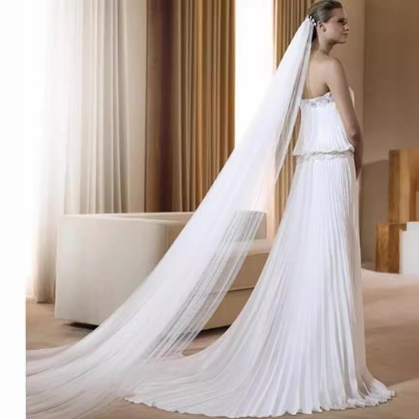 Eleganter Hochzeitsschleier mit Kamm – ein-/doppel-/dreilagig, 2 m/3 m/5 m Länge, weicher Tüll für Bräute_voghion.com