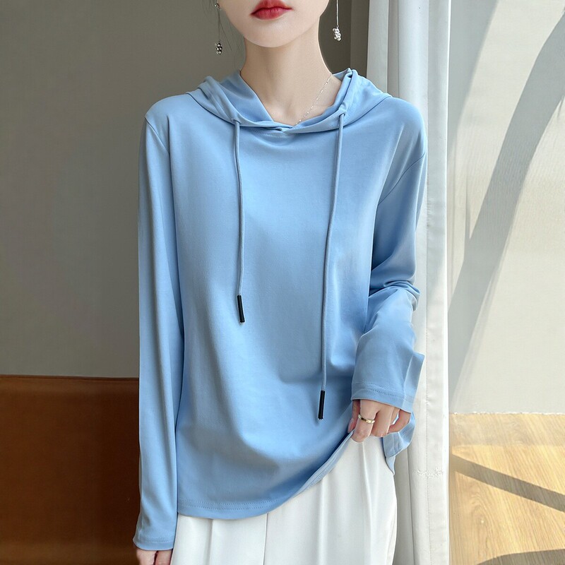 2026 Spring and Autumn New Style Hooded Sweatshirt for Women, Loose Fit, Solid Color, Long Sleeve Hoodie, Fashionable, Versatile, Soft and Comfortable Base Layer