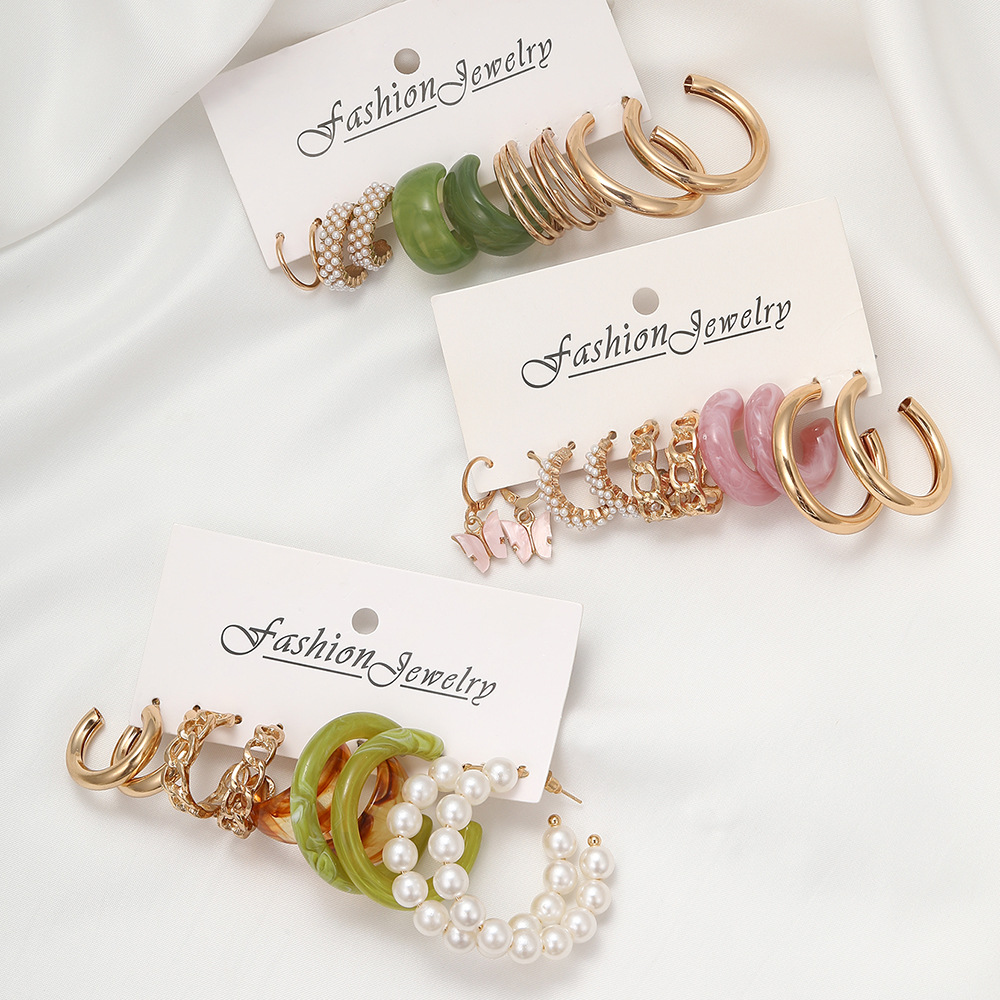 Metal Twist Chain Earrings Set Creative Simple Earrings Geometric Earrings 13 undefined