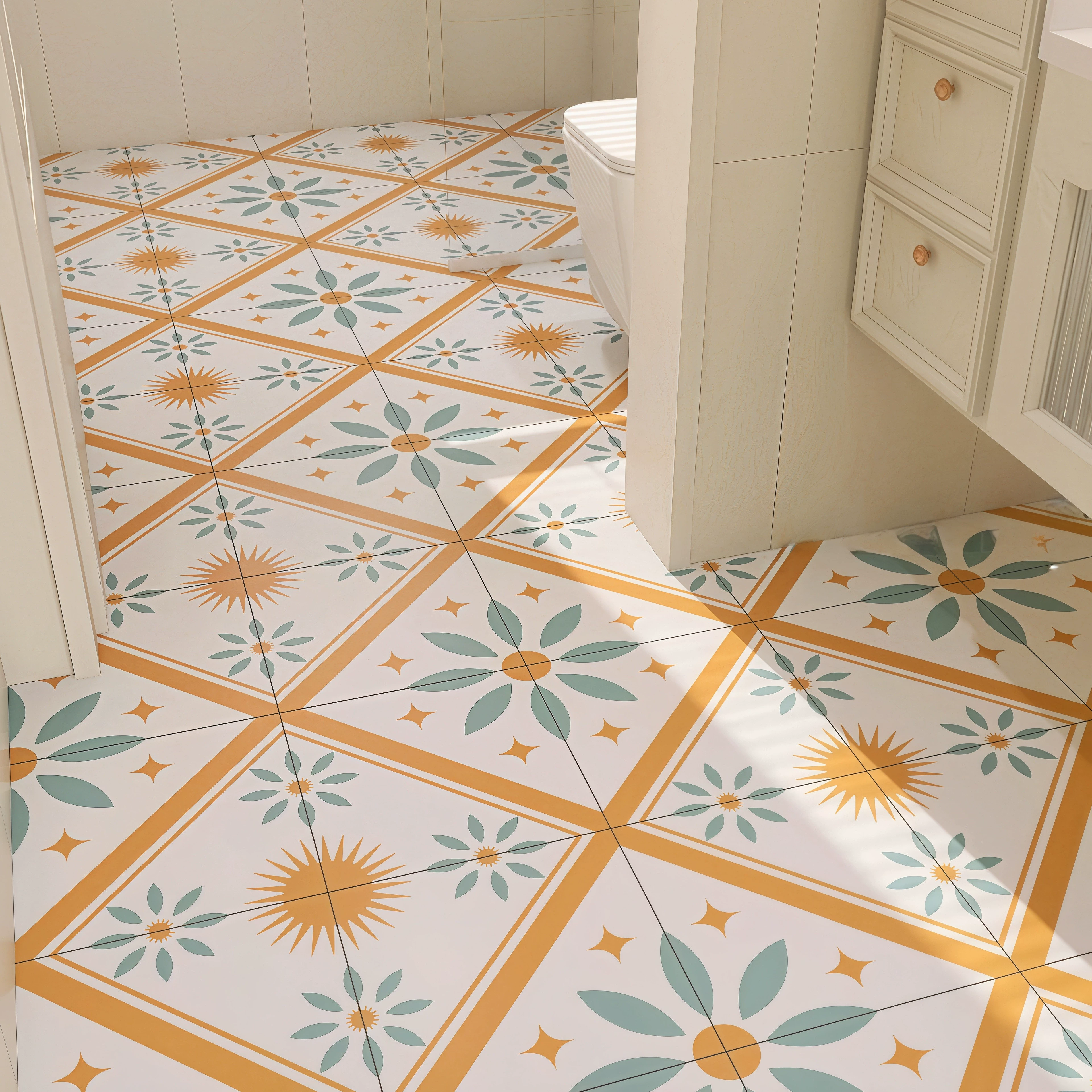 Минималистичная INS американская маленькая цветочная плитка в стиле кантри, плитка для ванной комнаты, нескользящая, износостойкая, модный магазин для проживания в семье