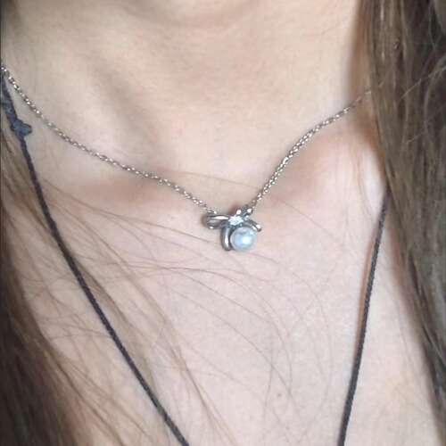 Bowknot Pearl Necklace Luxury Niche Ins High-end Simple Fashionable Elegance Clavicle Qixi Festival Valentine's Day Gift 