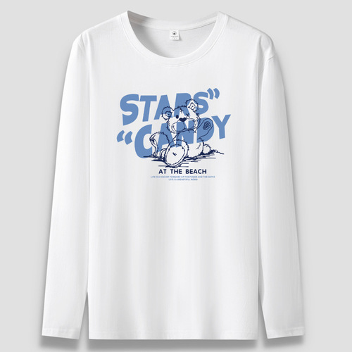 Autumn and Winter Men's Long-Sleeve T-Shirt Pure Cotton Teenager Student Casual T-Shirt Men's Sweatshirt Fashion Print