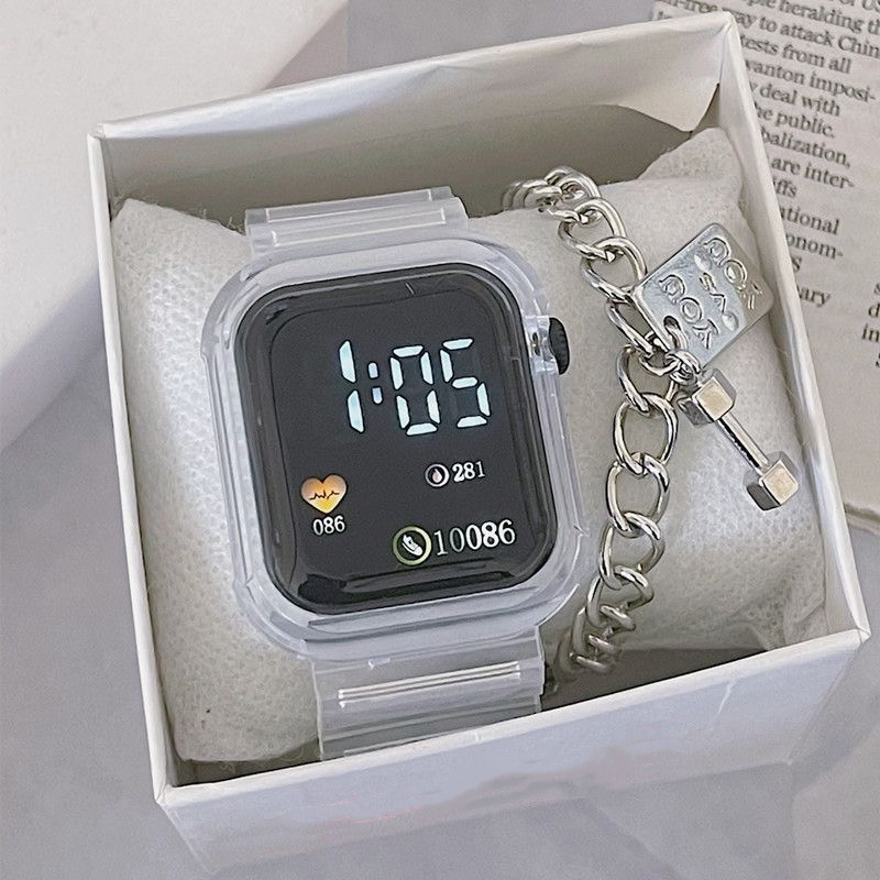 transparent universal electronic watch for men and women