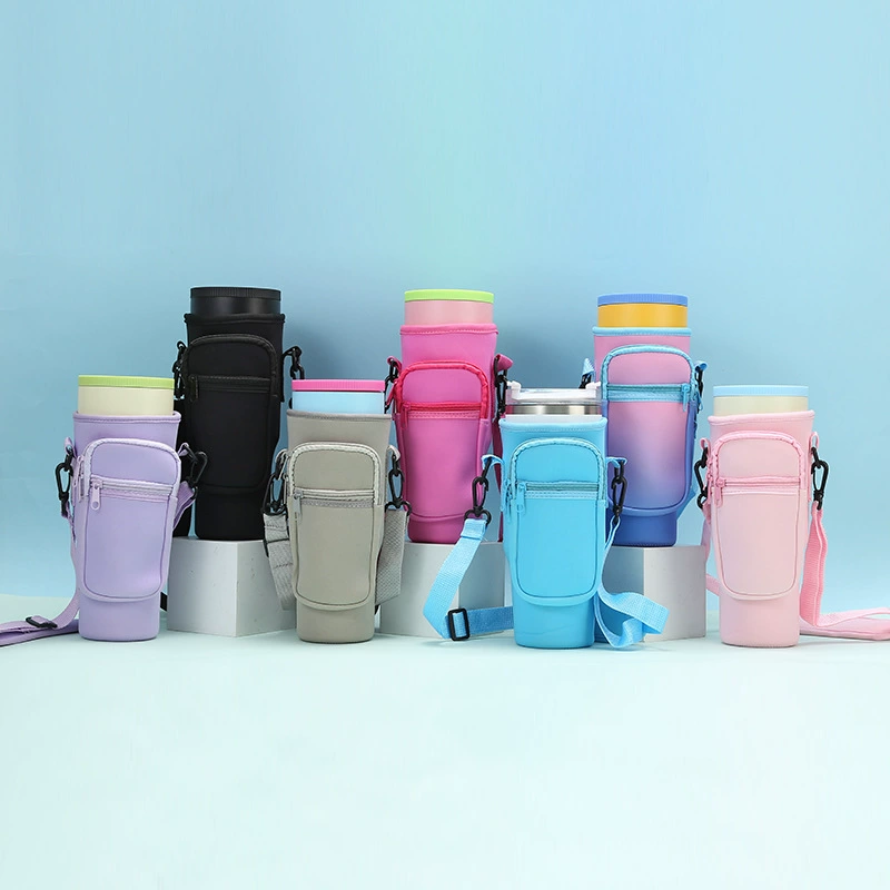 Чехол для чашки с льдом на 40 унций, сумка для чашки с водой, предотвращающая падение, диагональная сумка для чашки с водой на 30 унций, хлопковая сумка для автомобиля, ремешок для чашки автомобиля
