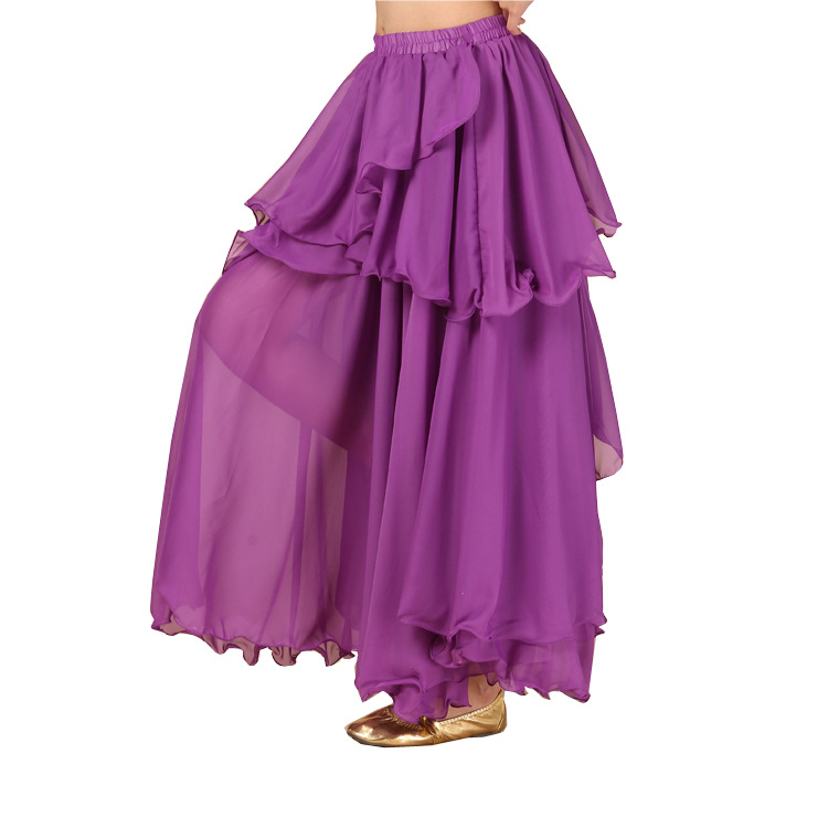 Belly dance, Indian dance performance, chiffon long four layer cake performance practice dress, female_voghion.com