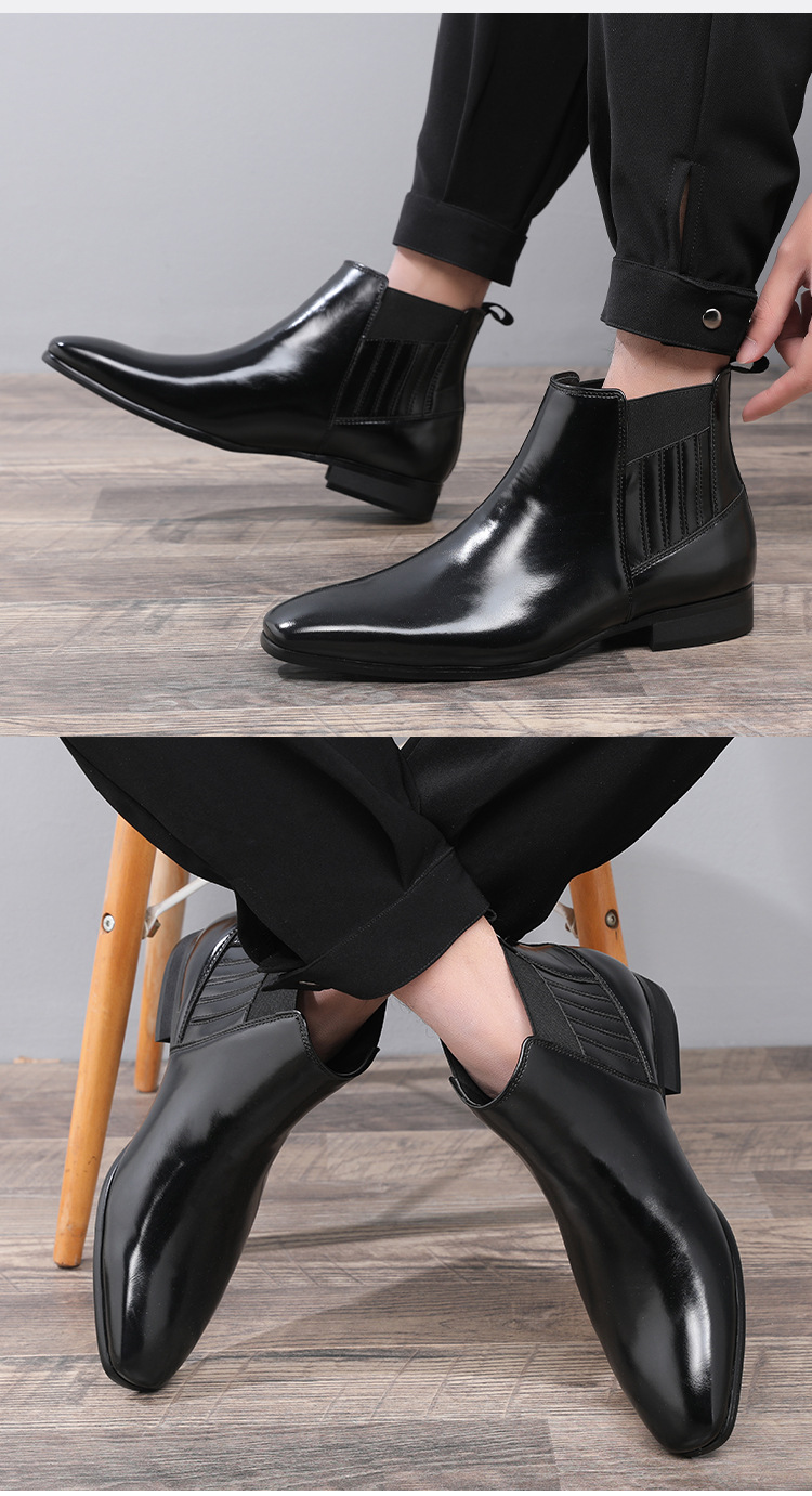 Schlichte High-Top-Business-Schuhe aus Leder für Herren_voghion.com