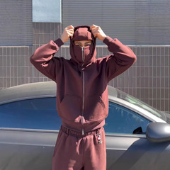 欧美时尚新款秋冬季潮牌男女款双帽设计宽松连帽卫衣卫裤批发跨境