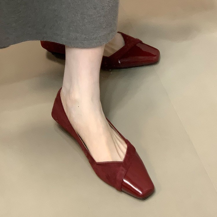 法式小香风时装单鞋女2025年秋季绒面拼接晚晚鞋通勤温柔鞋配裙子|undefined