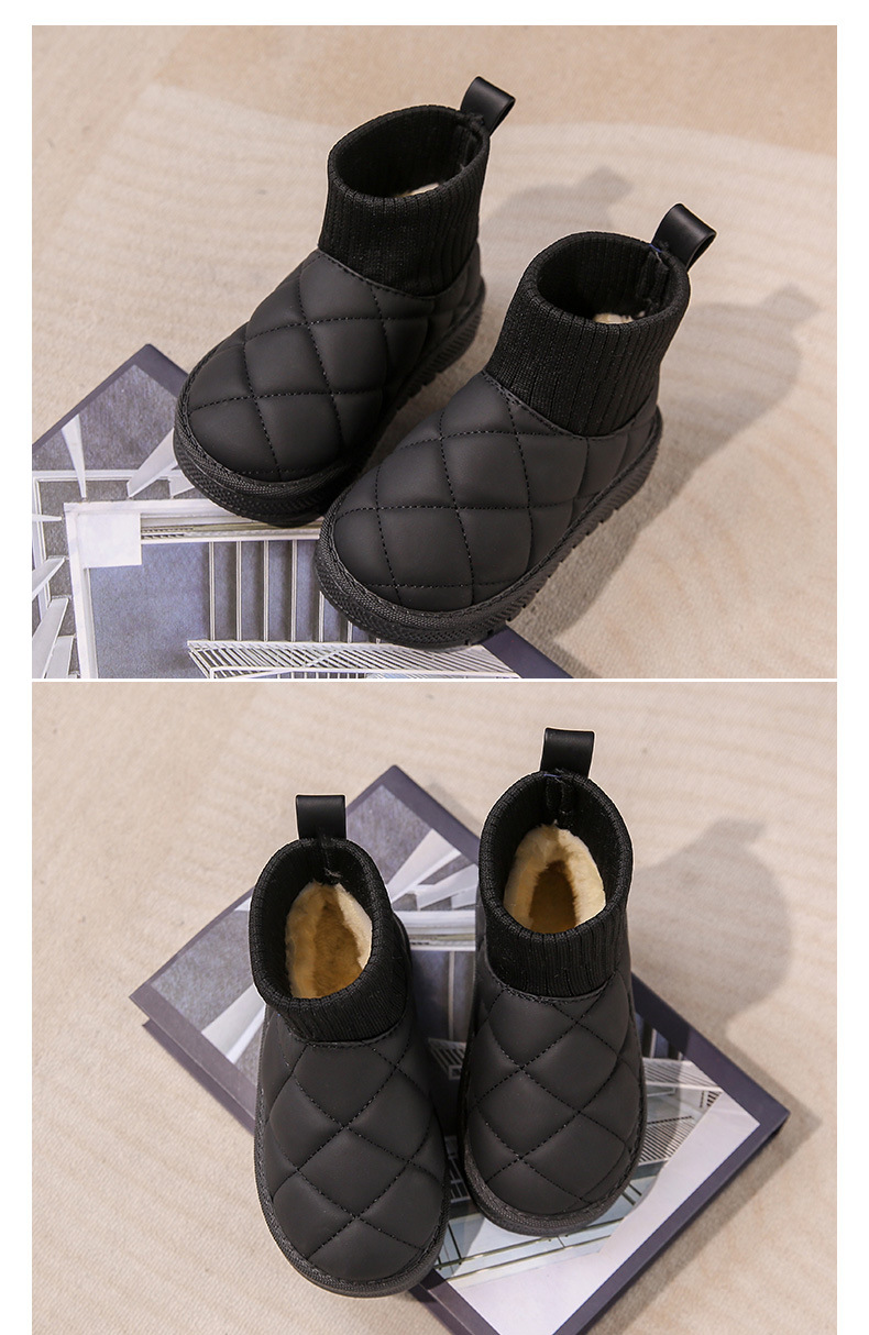 Stivali da neve per bambini Scarpe da bambino semplici in cotone autunno e inverno da bambina con piedini in velluto Stivali corti caldi da bambino_voghion.com