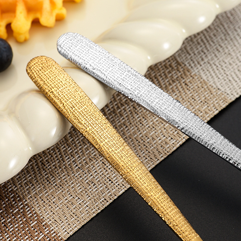 Red en línea 304 cucharas de acero inoxidable cucharas de martillo cucharas de estilo coreano cucharas de mango largo cucharas de tela dorada cucharas de cabeza redonda