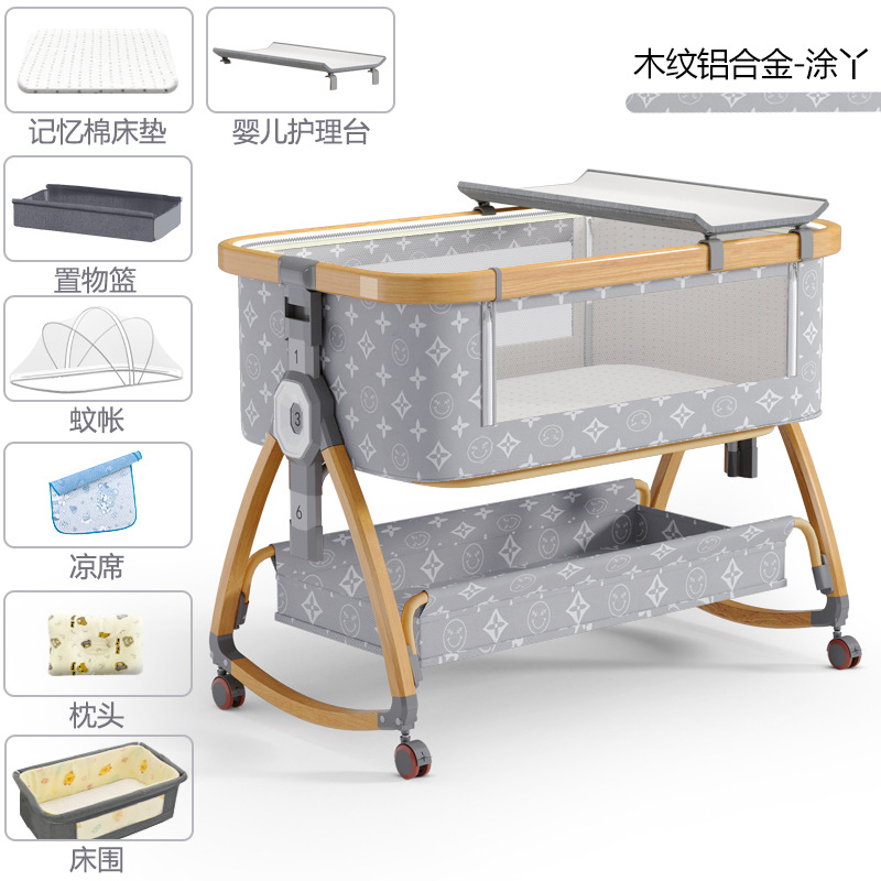 Cuna de bebé recién nacido cama costura Cama grande Baby Shaker BB cama de los niños cuna cama multifuncional móvil plegable