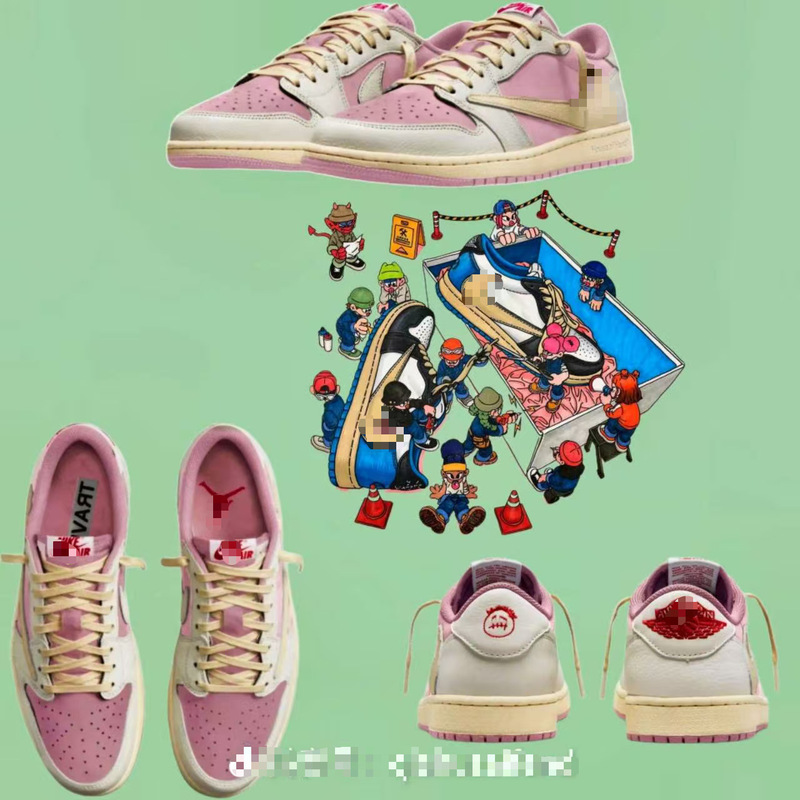 Aj1 Pink Reverse Swoosh 1 Low X Travis Scott Tropical Pink Reverse Swoosh Iq7604-101