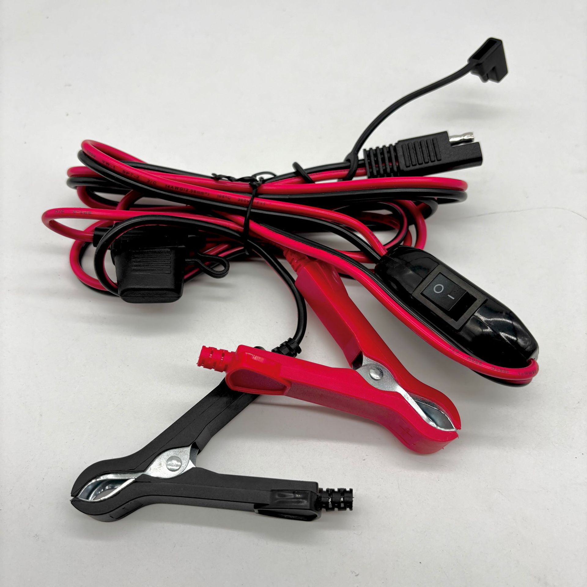 Sae to Alligator Clip Adapter with Switch and Fuse, Pure Copper 12V/24V Power Socket for Car Charger