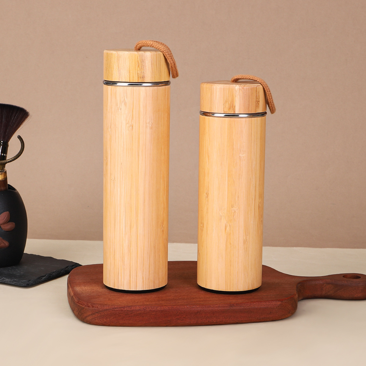 Stainless Steel Thermos Flask With Bamboo Shell For Outdoors_voghion.com