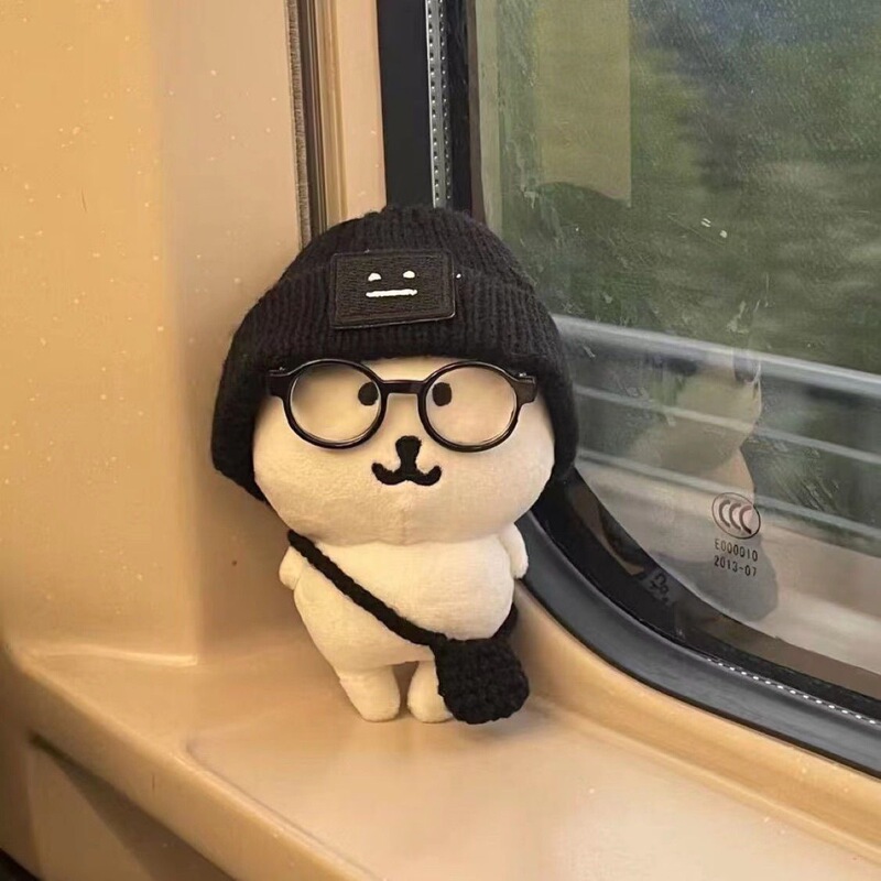 High-Quality 13cm Self-Deprecating Bear Doll Outfit Set, Bear Travel Three-Piece Set with Hat and Scarf, 10cm Cotton Doll