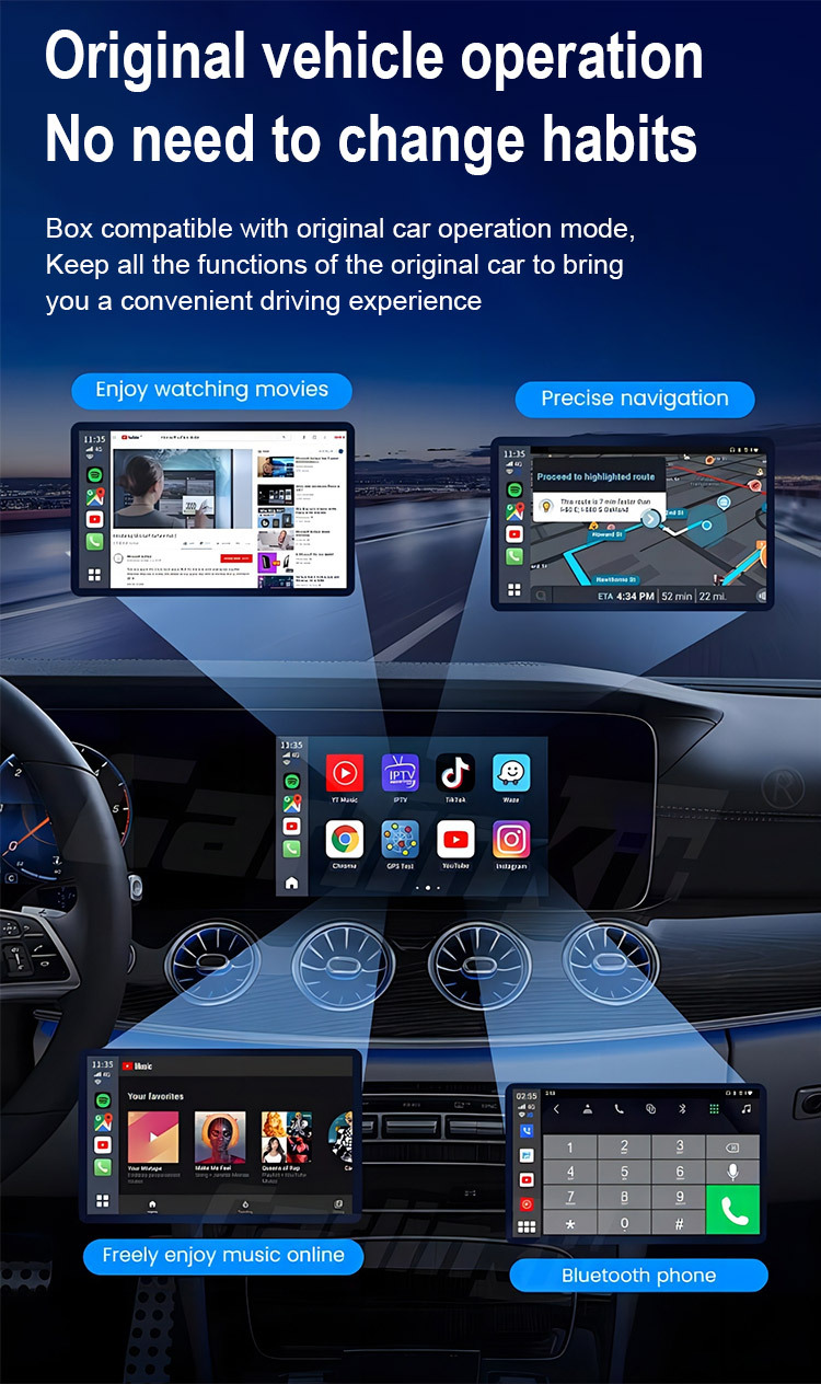 Cross-Border Original Car Carplay Box Wired to Wireless Converter Suitable for Apple Android Auto Car Navigation Systems