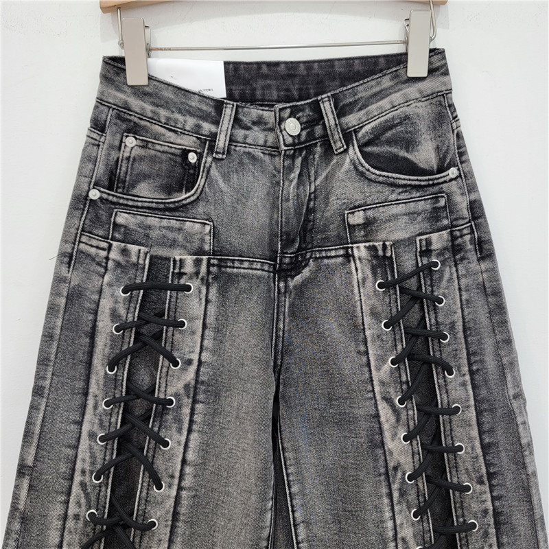 Pantalones Cortos de Mezclilla con Cordón para Mujer de Mezclilla Lavado