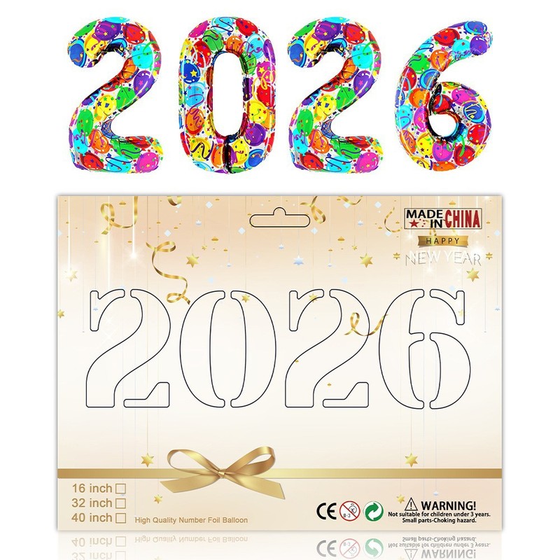 跨境40寸2026跨年数字铝膜气球卡纸新年套装跨年聚会装饰背景铝|undefined