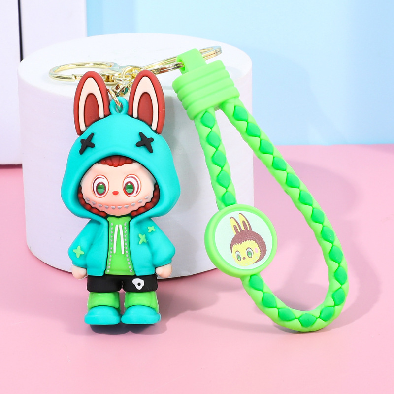 Labubu ラブブキーホルダー漫画出っ歯少年人形スクールバッグペンダント車のキーチェーンギフト卸売|undefined