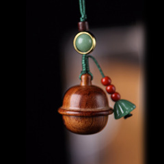 花梨木質玲鐺可開合相思豆吊墜 創意鑰匙扣小叮噹掛件擴香儲物瓶