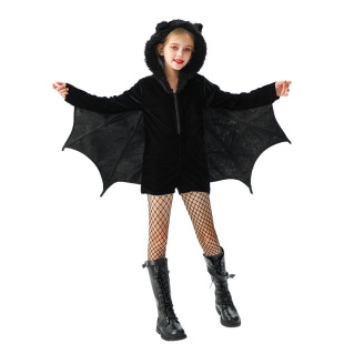 2025 Halloween Children's Costume Bat Demon Carnival Children's Clothing Girls Performance Costume Animal Party Play