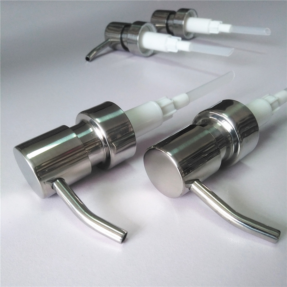 En stock 28 dientes boquilla de metal cerámica loción prensa dispensador de jabón Lavado de Manos botella de loción 304 cabeza de la bomba de acero inoxidable