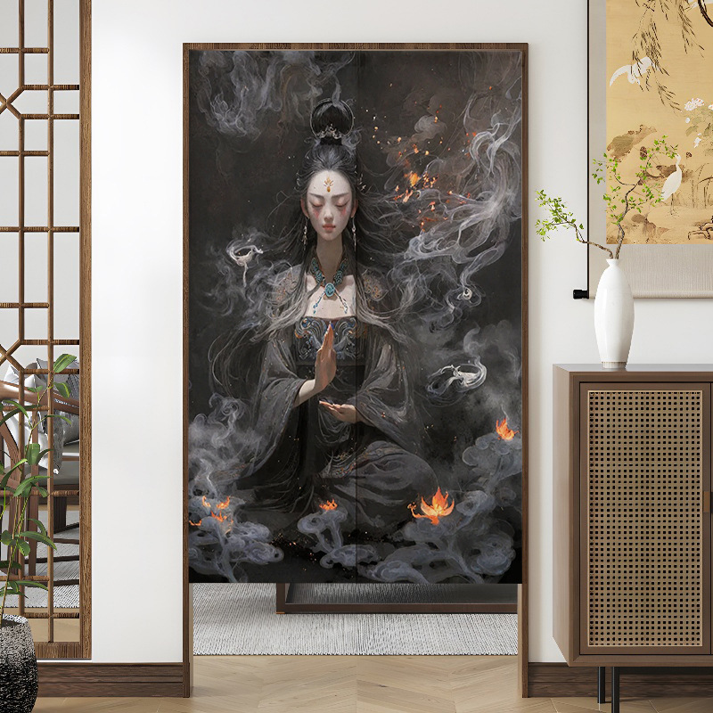 Oriental Beauty Door Curtain for Bedroom, Living Room, Corridor, Privacy Protection, Ventilation, Breathable Partition, No-Drill Installation Curtain Oriental Beauty Door Curtain for Bedroom, Living Room, Corridor, Privacy Protection, Ventilation, Breathable Partition, No-Drill Installation Curtain
