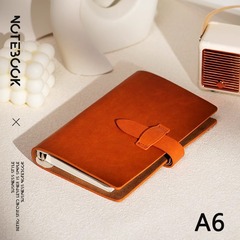 高颜値軟皮二層牛皮バインダーノートA6バインダーノートはボタンを外して大学院を受ける大学生