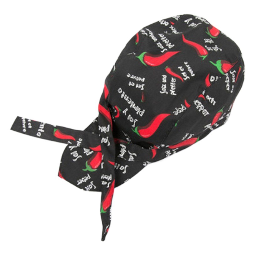 Chef Work Hat Printed Pirate Ribbon Cake Baotou Hat Male and Female Waiter Restaurant Adjusting Kitchen Hat