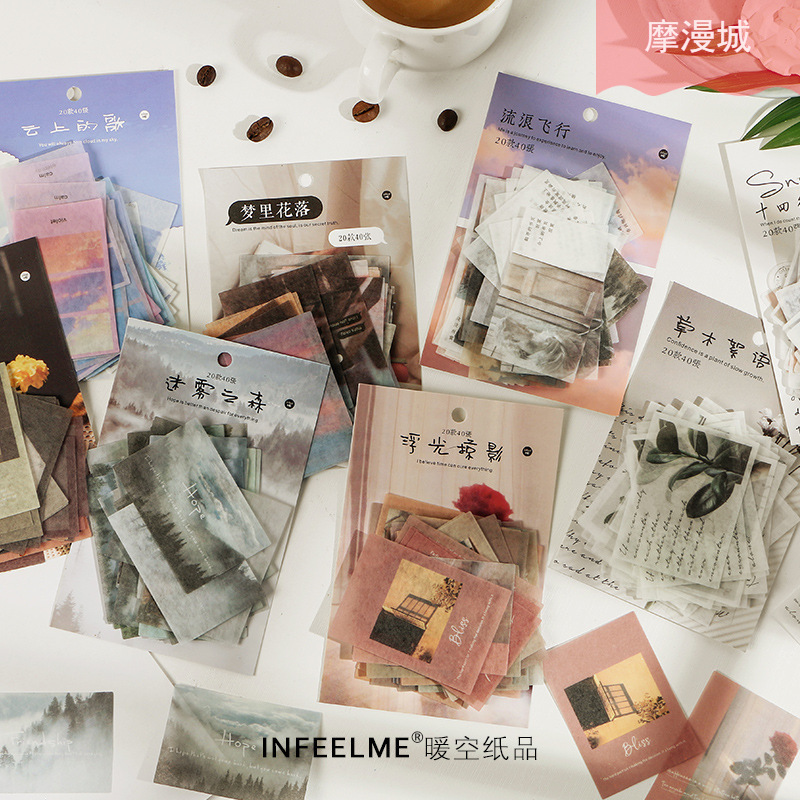 Infeel.me and Paper Sticker Package Time Letter Series ins Scenery Handbook Material Stickers 40 8