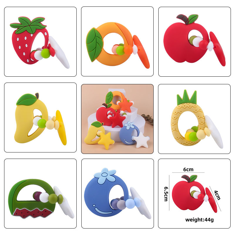 Nueva DIY creativo de dibujos animados de silicona fruta Big Star juguete teether fresa mango teether pulsera teether stick