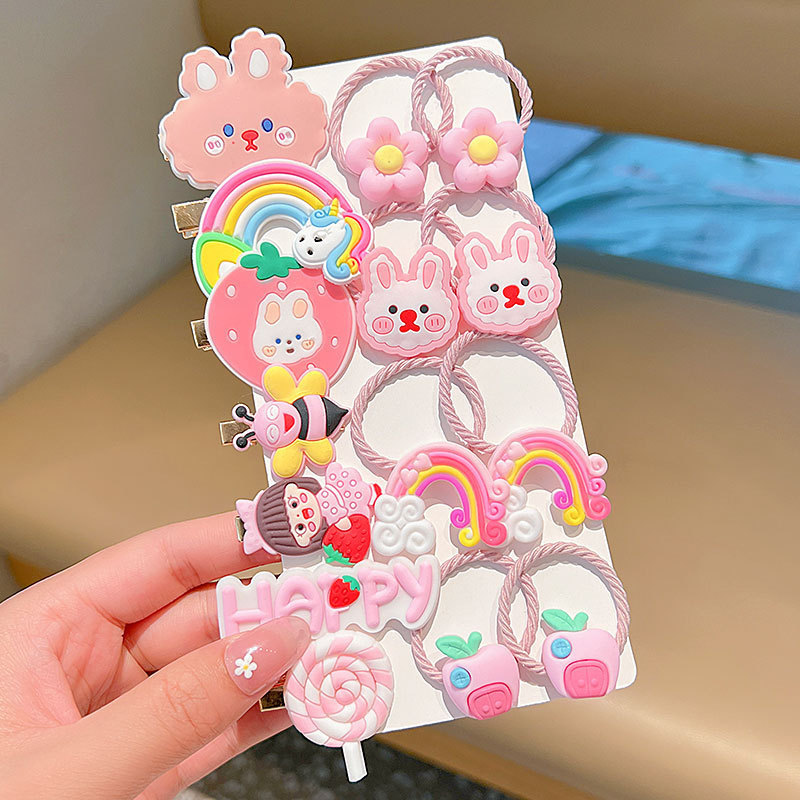 Accesorios de horquilla para niños de dibujos animados de silicona cuerda de pelo lindo anillo de pelo traje de horquilla de princesa accesorios para Niños Accesorios para el cabello